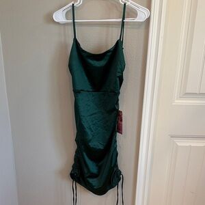 Emerald Sundae Teal Ruched Mini Dress